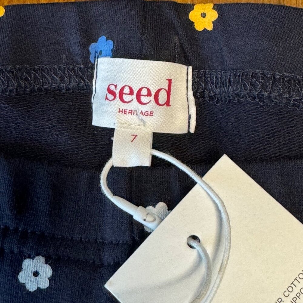 SEED HERITAGE Floral Winter Leggings Girls 7 NWT Navy Blue Flowers Legging NEW - Picture 4 of 5